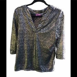 Peck & Peck metallic silver & black